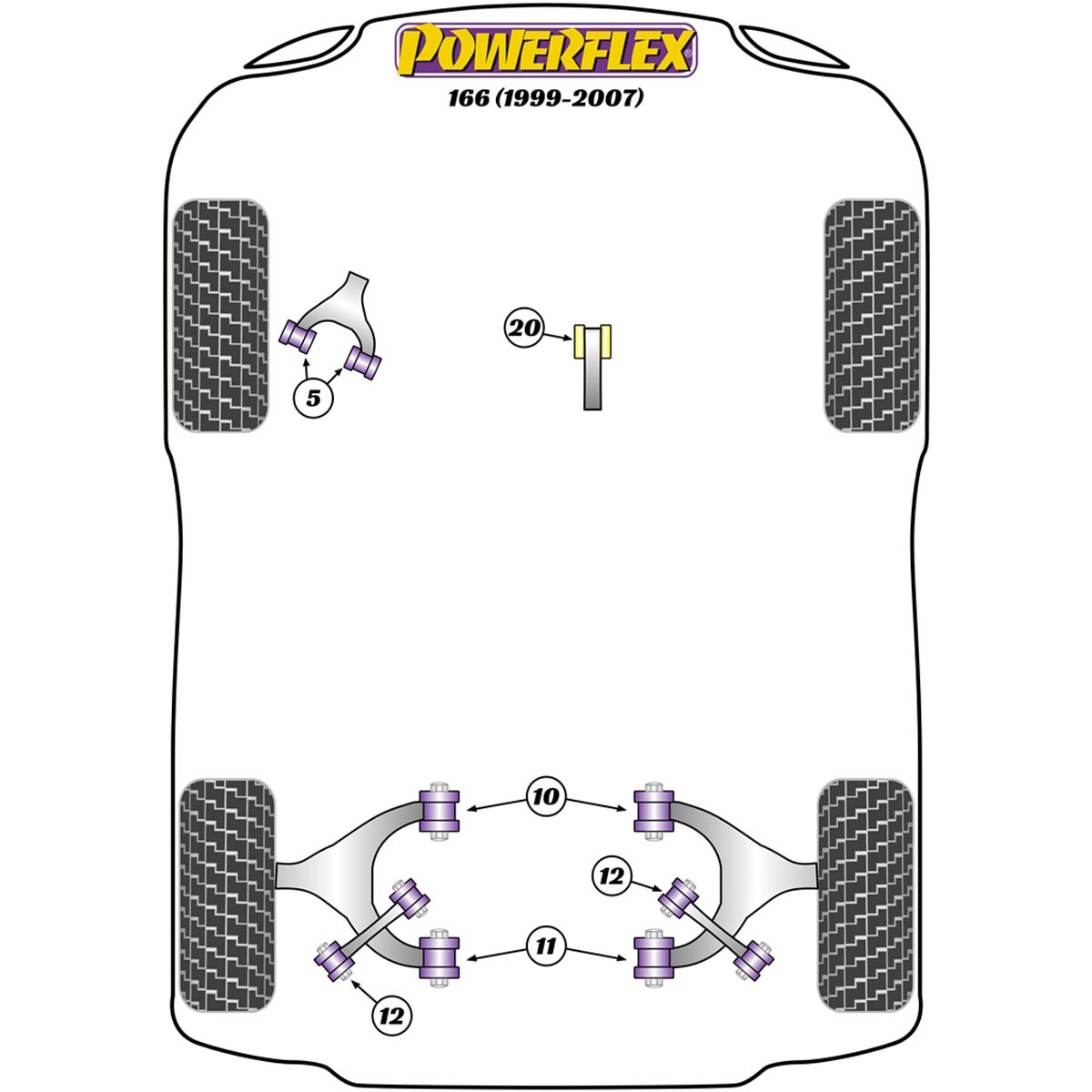 Powerflex Engine Mount to Stabiliser Bush PFF1-820H For Alfa Romeo 166 (1999-2007)