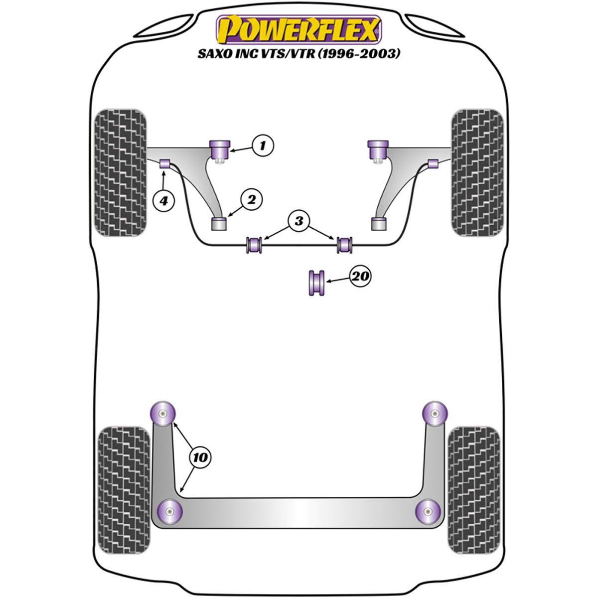 Powerflex Handling Pack PF12K-1002 For Citroen Saxo inc VTS/VTR (1996-2003)