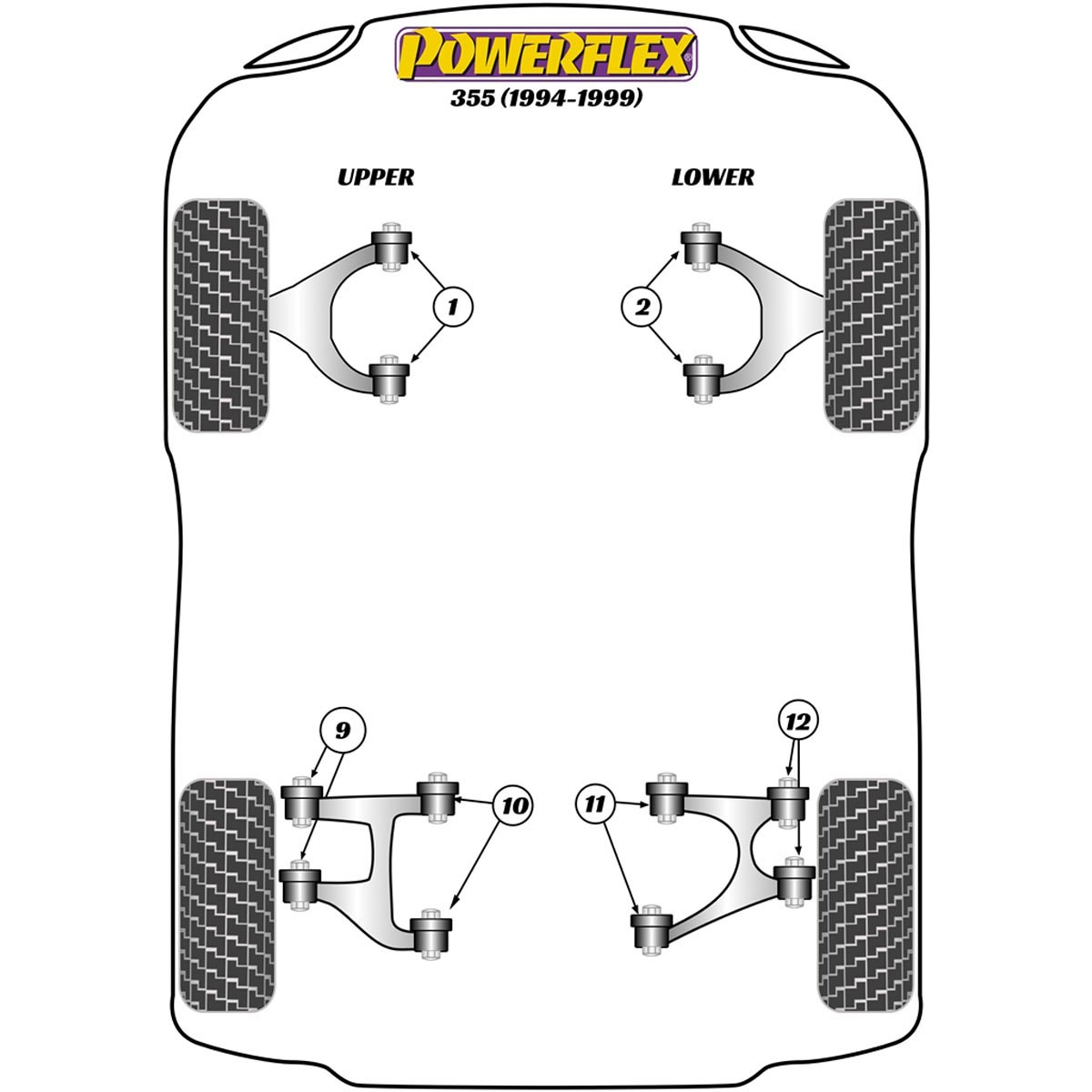 Powerflex Front Upper Wishbone Bush PF17-200 For Ferrari F355 (1994 - 1999)