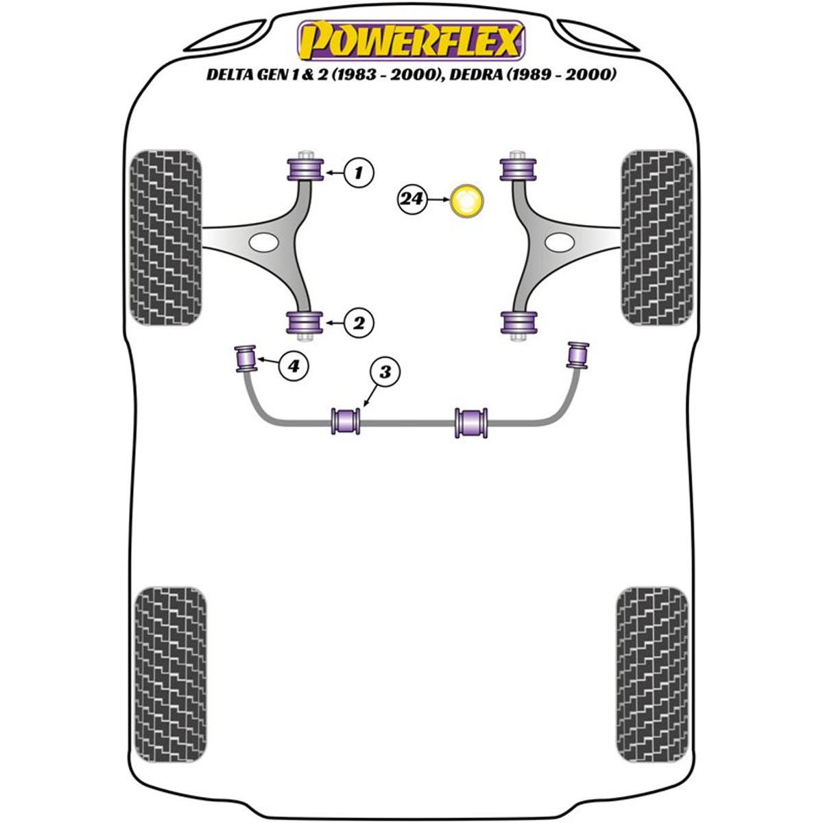 Powerflex Front Lower Wishbone Rear Bush PFF1-802H For Lancia Dedra inc Integrale (1989-1999)