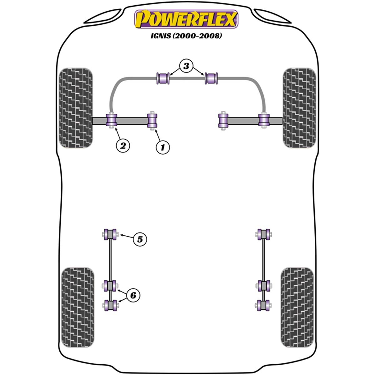 Powerflex Rear Trailing Arm to Hub Bush PFR73-206BLK For Suzuki Ignis (2000-2008)