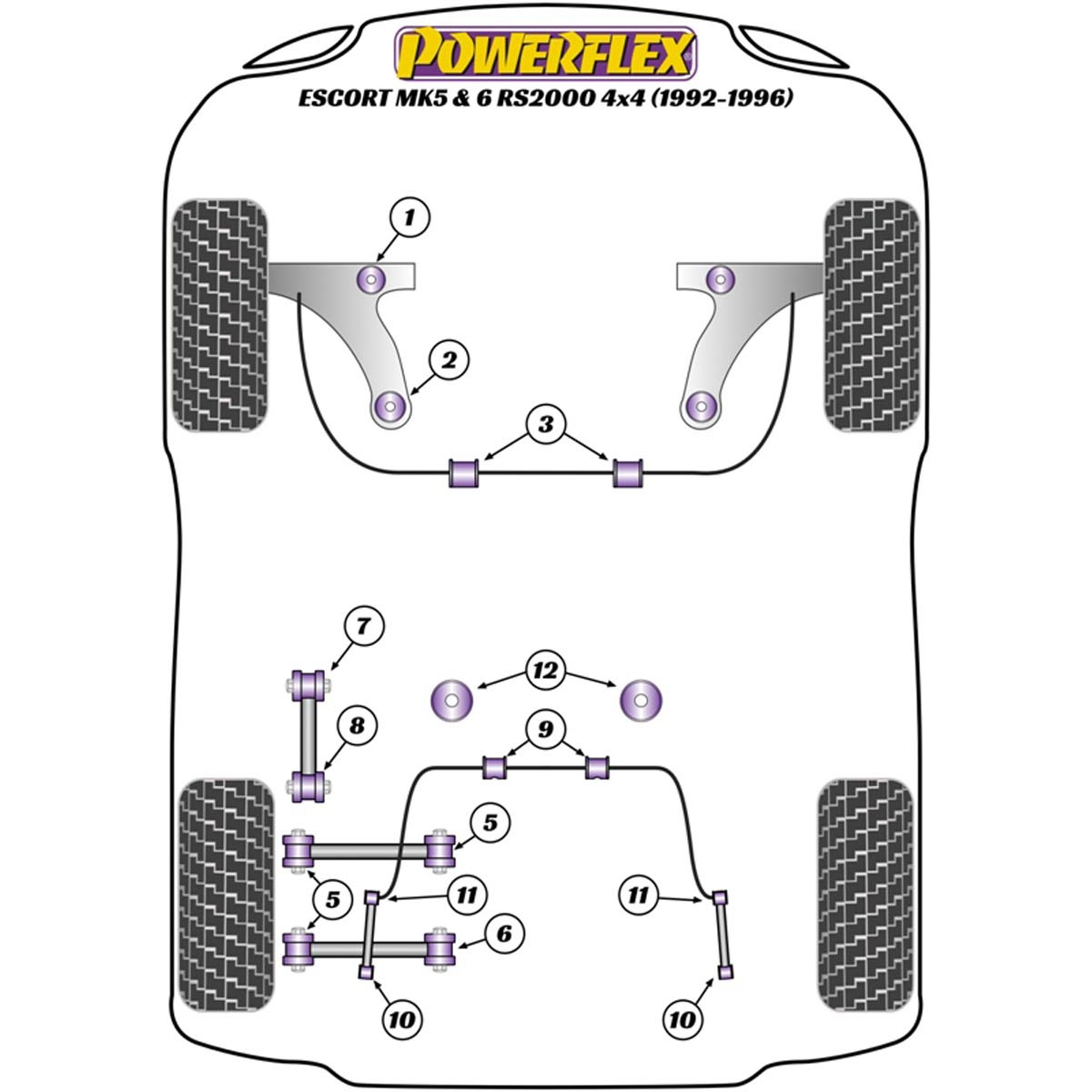 Powerflex Front Wishbone Front Bush 47mm PFF19-901 For Ford Escort MK5,6 RS2000 4X4 (1992-96)