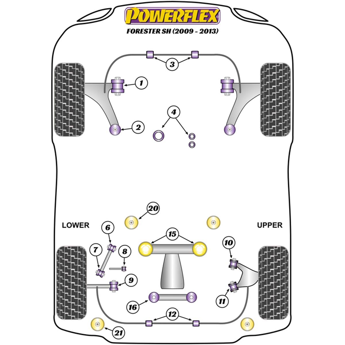 Powerflex Rear Lower Track Control Inner Bush PFR69-509 For Subaru Forester SH (2009 - 2013)