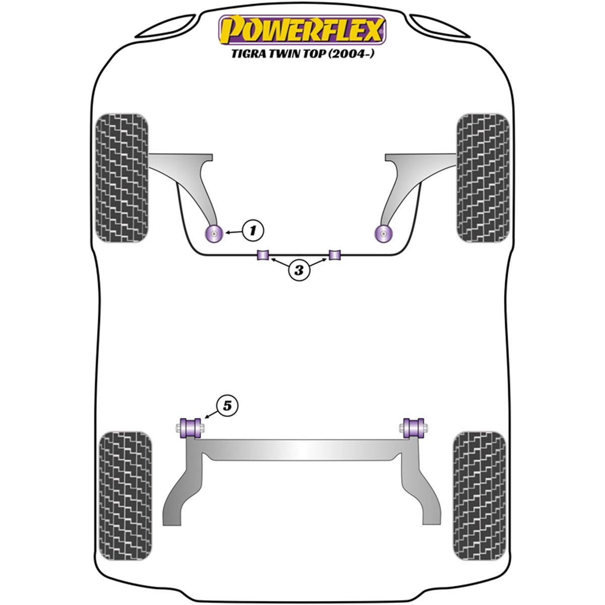 Powerflex Front Arm Rear Bush PFF80-1001 For Vauxhall / Opel Tigra Twin Top B (2004-2009)