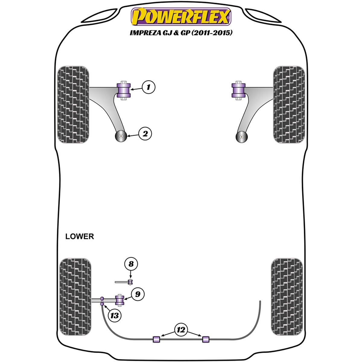 Powerflex Rear Diff Rear Mounting Bush PFR69-516 For Subaru Impreza GJ & GP (2011-2015)