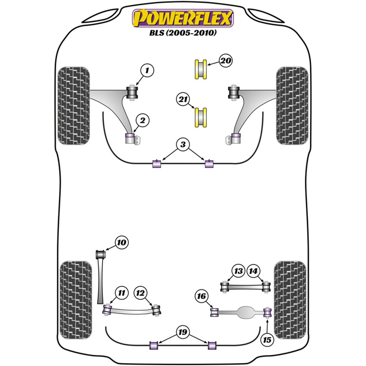 Powerflex Rear Lower Engine Mount Insert Diesel (Round Centre) PFF80-1221R For Cadillac BLS (2005 - 2010)