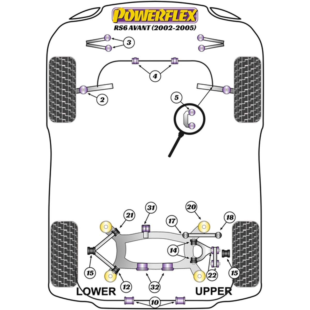 Powerflex Rear Lower Arm Front Bush PFR3-1111 For Audi RS6 Avant (2002 - 2005)