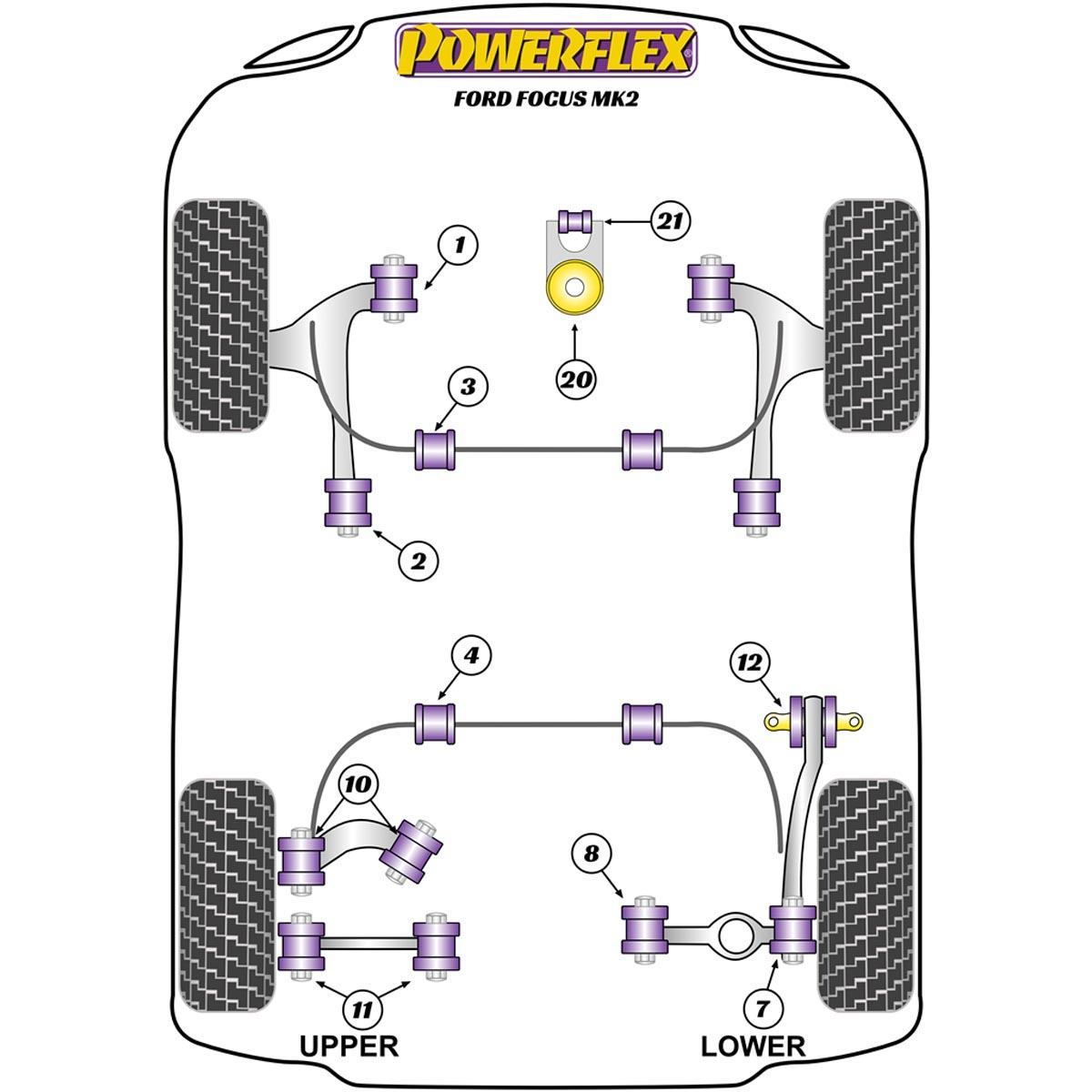 Powerflex Lower Torque Mount Bracket & Bush, Fast Road/Track PFF19-1822P For Ford Focus MK2 (2005-2010)