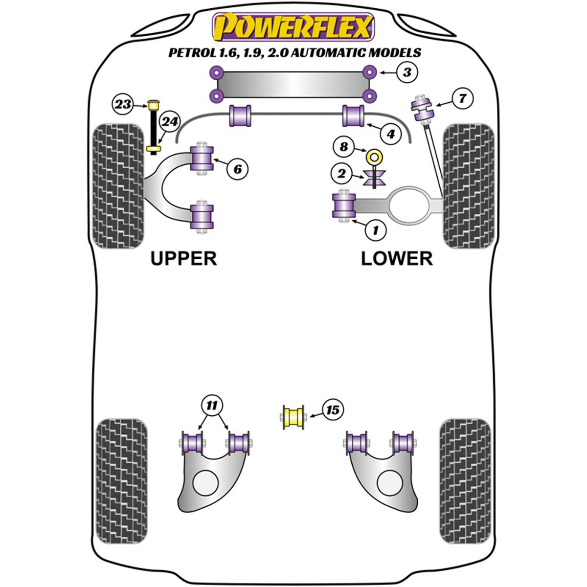 Powerflex Front Damper Ring Bush PF85-1022 For VW T25/T3 Type 2 (Vanagon) (1979 - 1992) Petrol Models1.6, 1.9, 2.0 Automatic Models