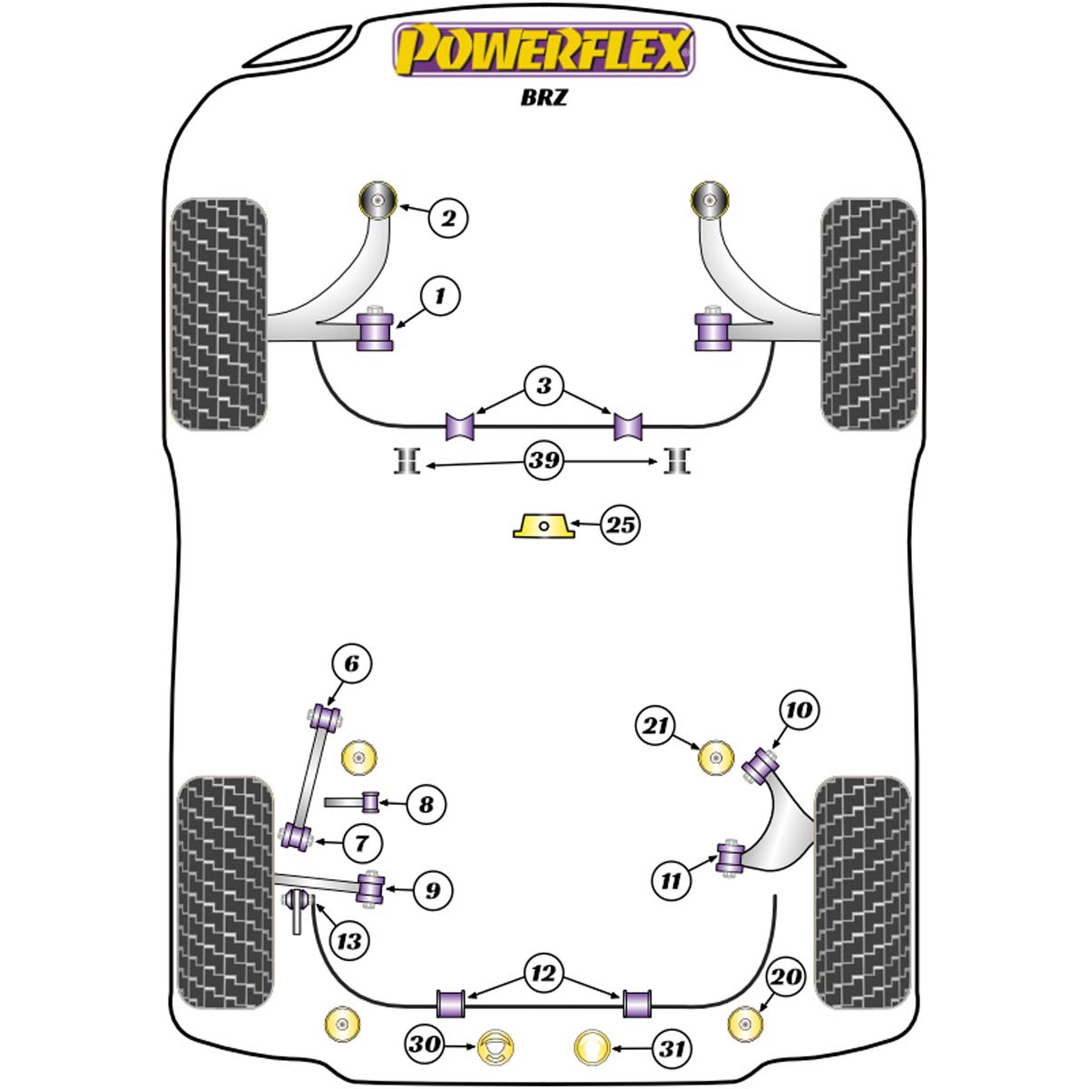 Powerflex Rear Toe Adjuster Inner Bush PFR69-508 For Subaru BRZ 1st Gen (2012 - 2021)