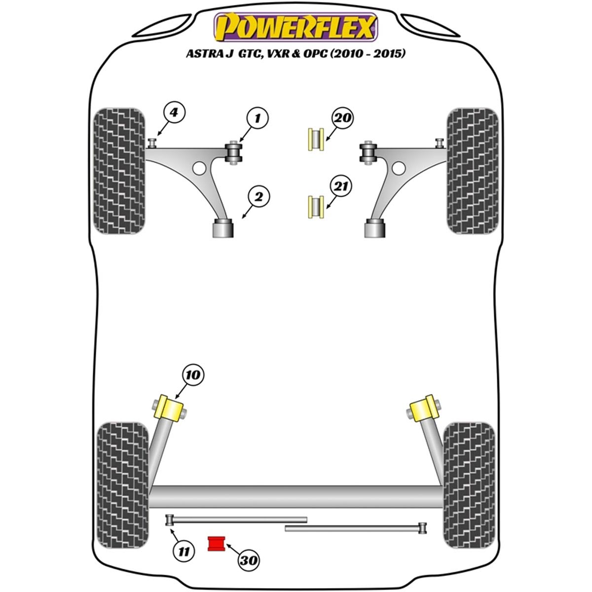 Powerflex Front Engine Mounting Insert PFF80-1420 For Vauxhall / Opel Astra MK6 - Astra J GTC, VXR & OPC (2010-2015)