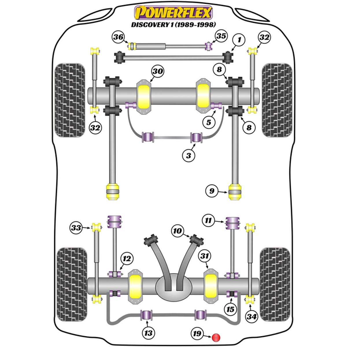 Powerflex Front Bump Stop Lowered - 40mm PF32-130-40H For Land Rover Discovery 1 (1989-1998)