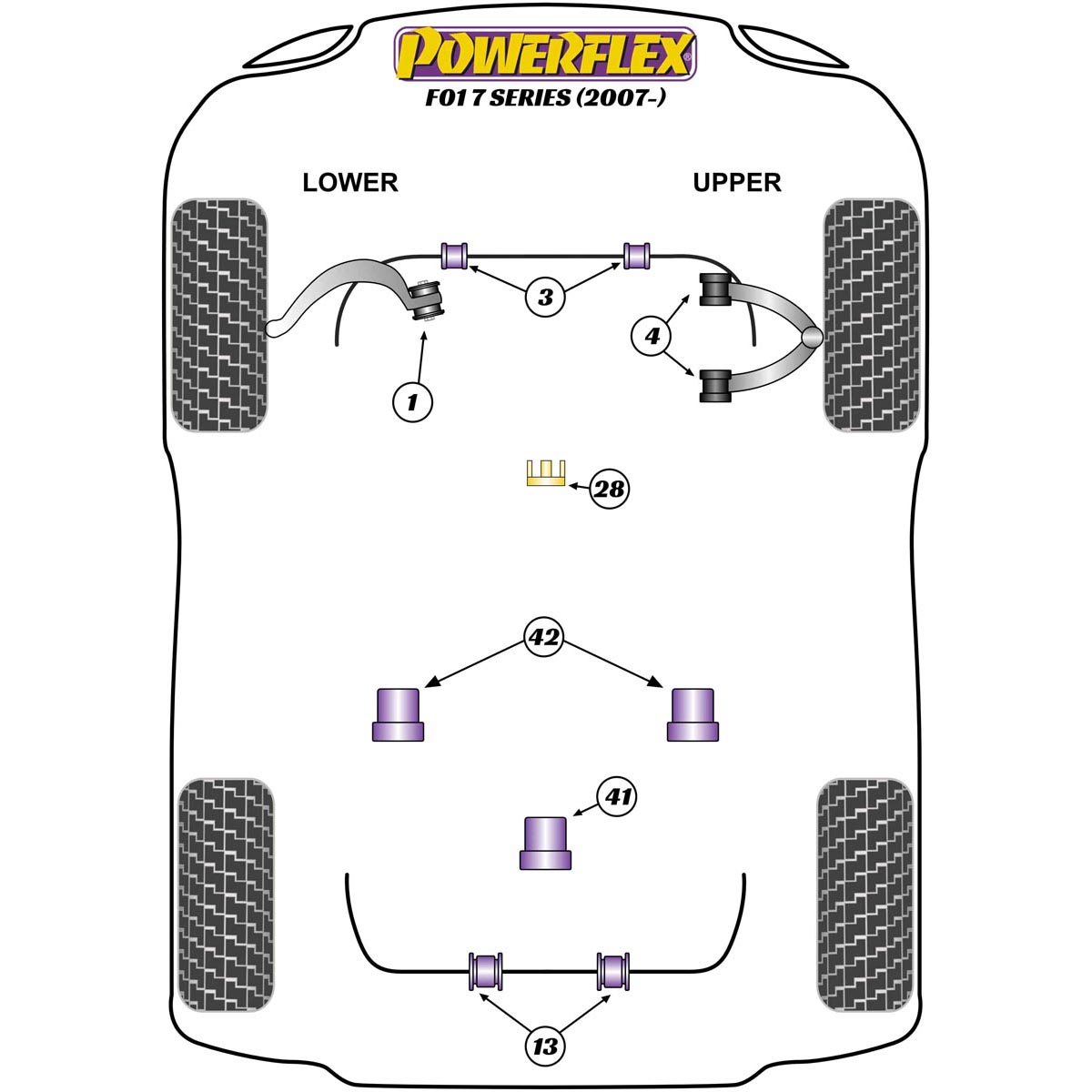 Powerflex Transfer Case Bush Insert (Tuned/Track) PFF5-4628P For BMW 7 Series F01, F02, F03, F04 (2007 - )