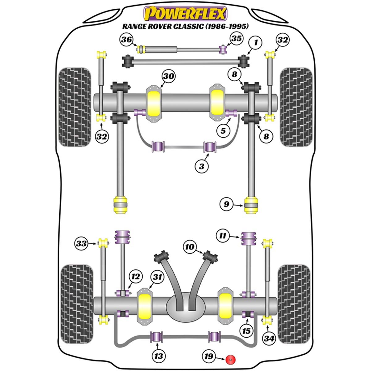 Powerflex Rear Bump Stop Standard - 60mm PF32-130-60 For Land Rover Range Rover Classic (1986-1995)