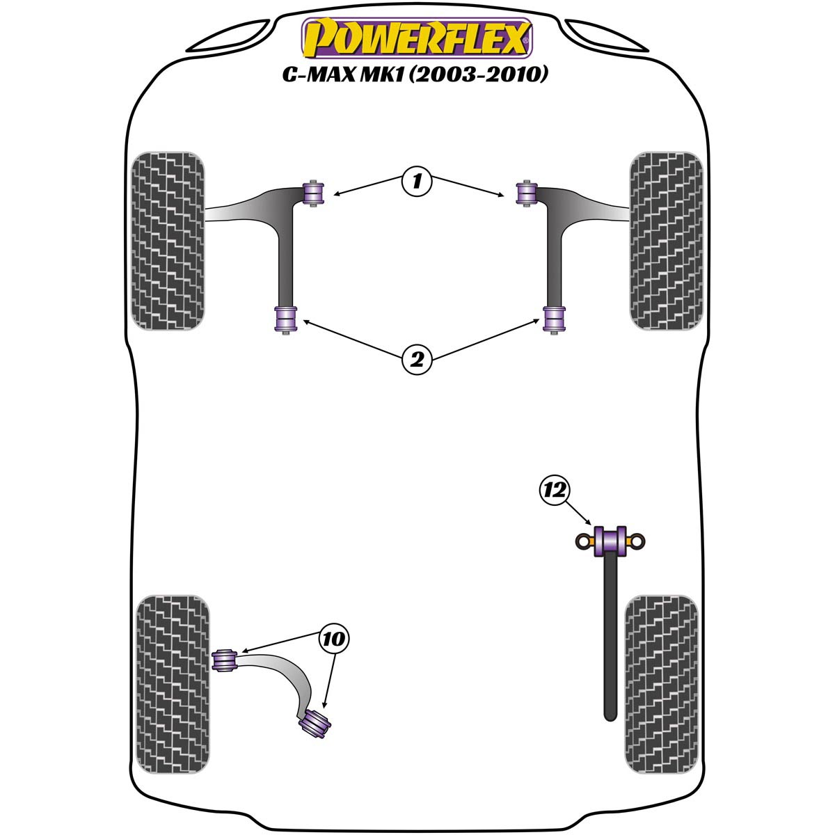 Powerflex Rear Upper Control Arm Bush PFR19-810 For Ford C-Max MK1 (2003-2010)