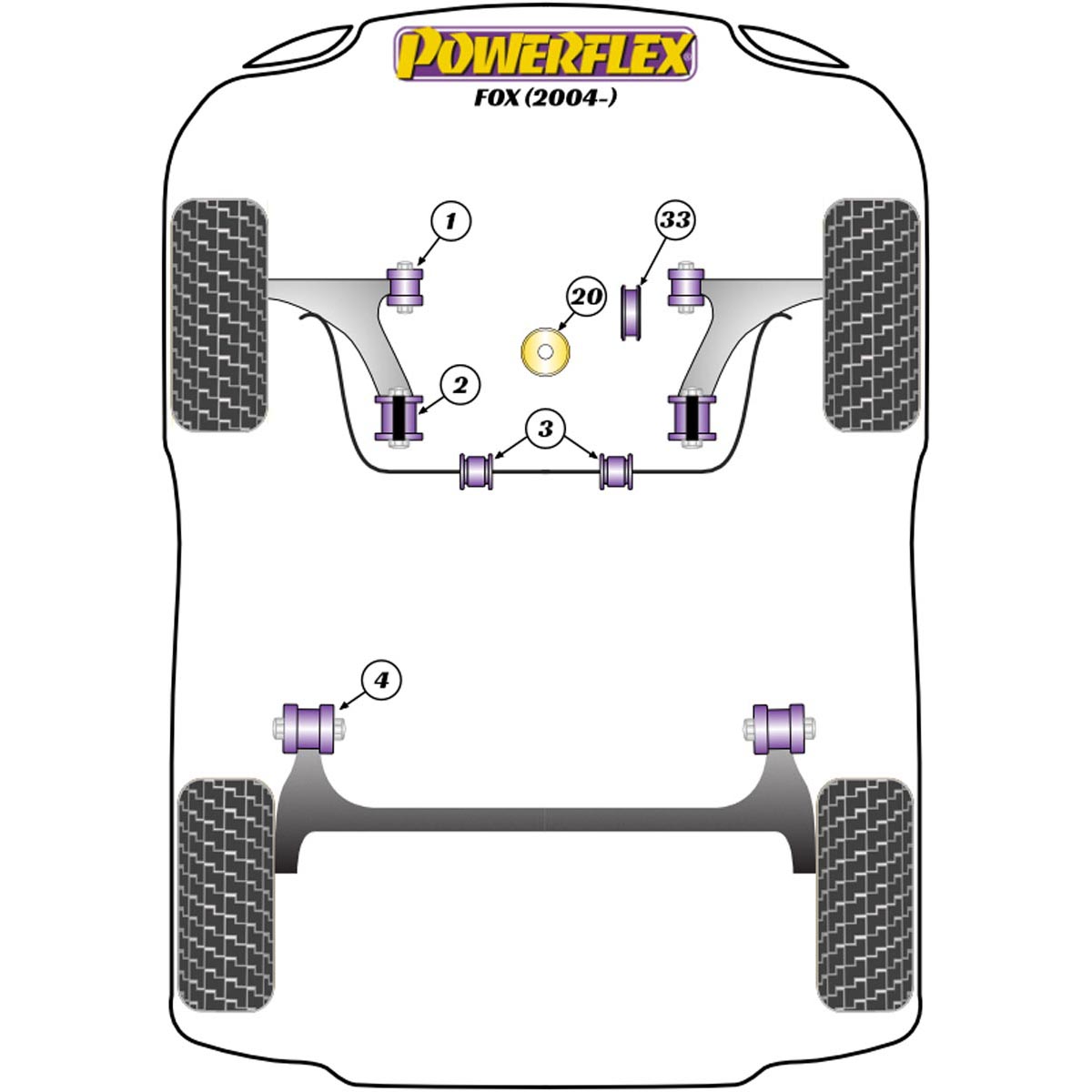 Powerflex Lower Engine Mount Large Bush (Tuned/Track) PFF85-620P For VW Fox (2003 - 2014)