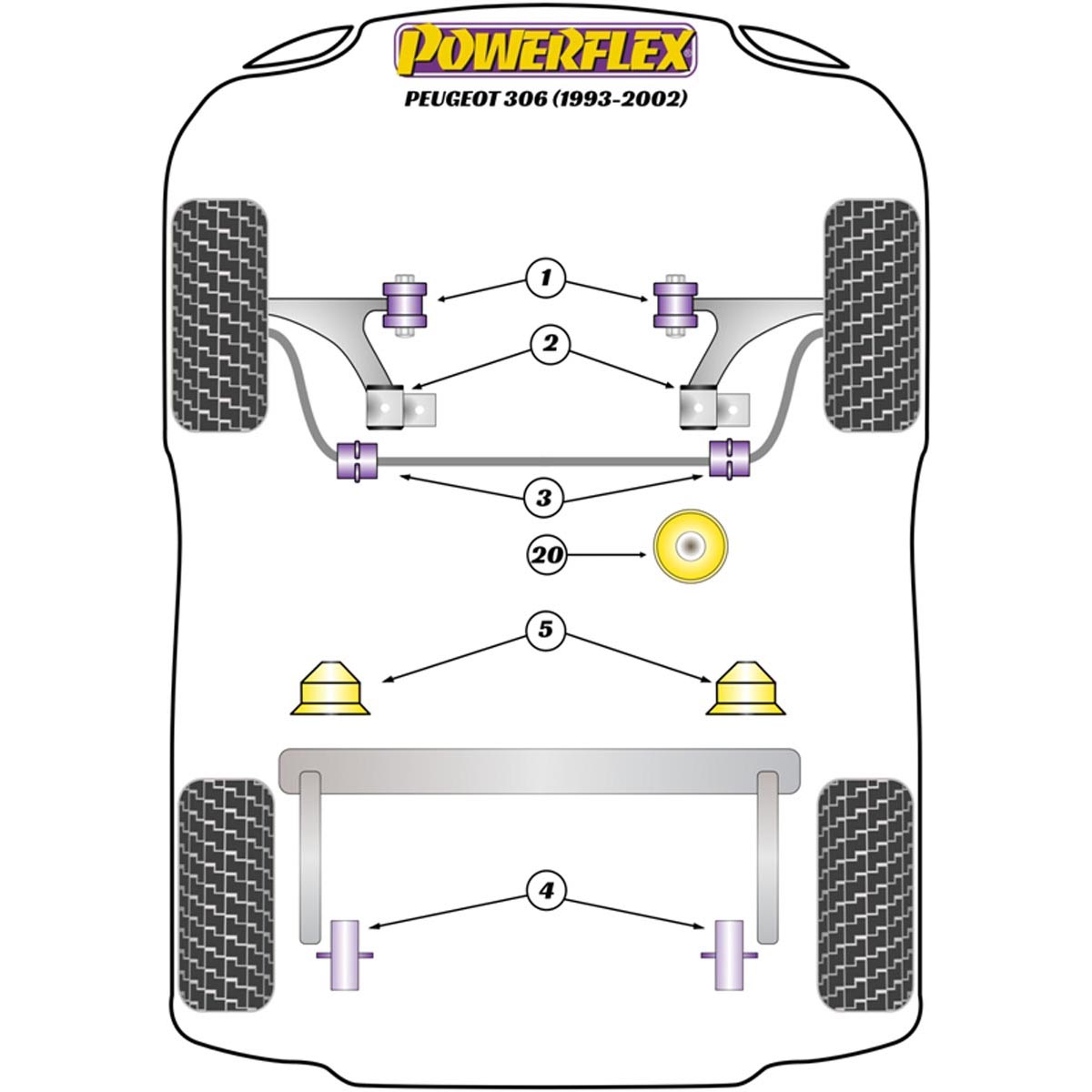 Powerflex Rear Bump Stop BS007 For Peugeot 306 (1993-2002)