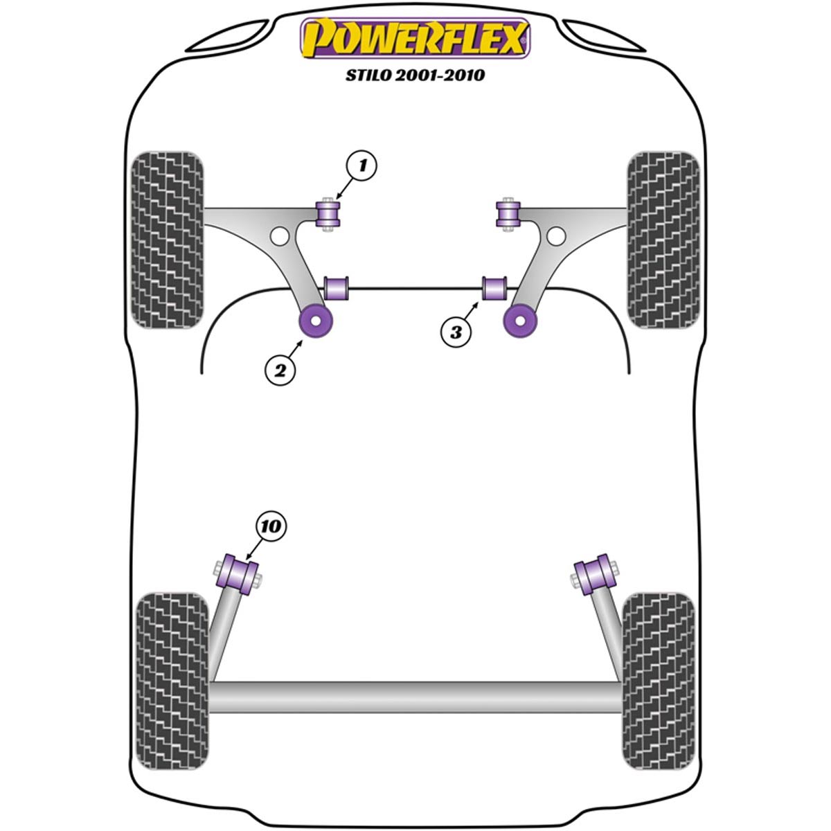 Powerflex Front Wishbone Front Bush 12mm PFF16-701 For Fiat Stilo (2001 - 2010)