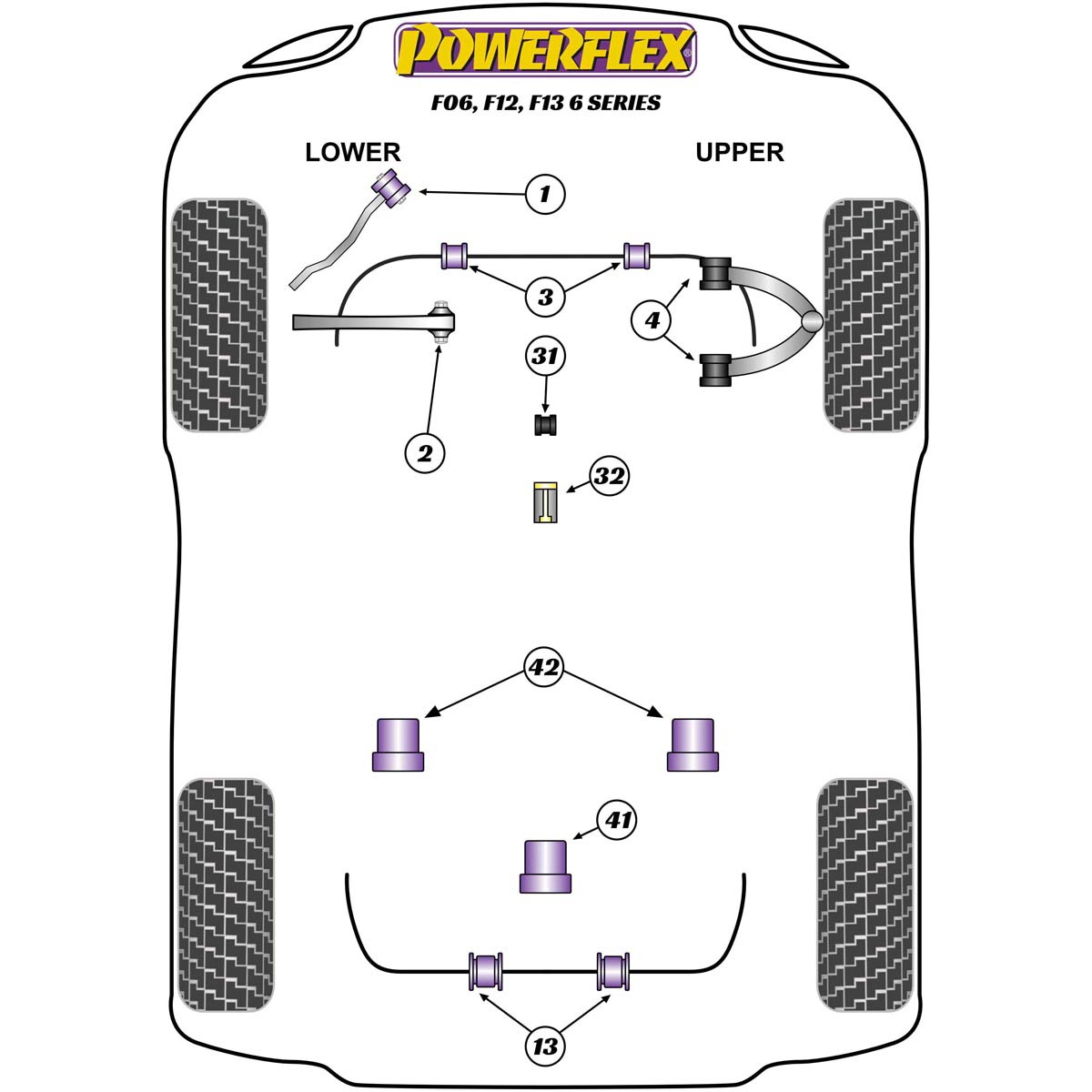 Powerflex Rear Diff Rear Mounting Bush PFR5-6031 For BMW 6 Series F06 Sedan / F12 Convertible / F13 Coupe (2011-2018)