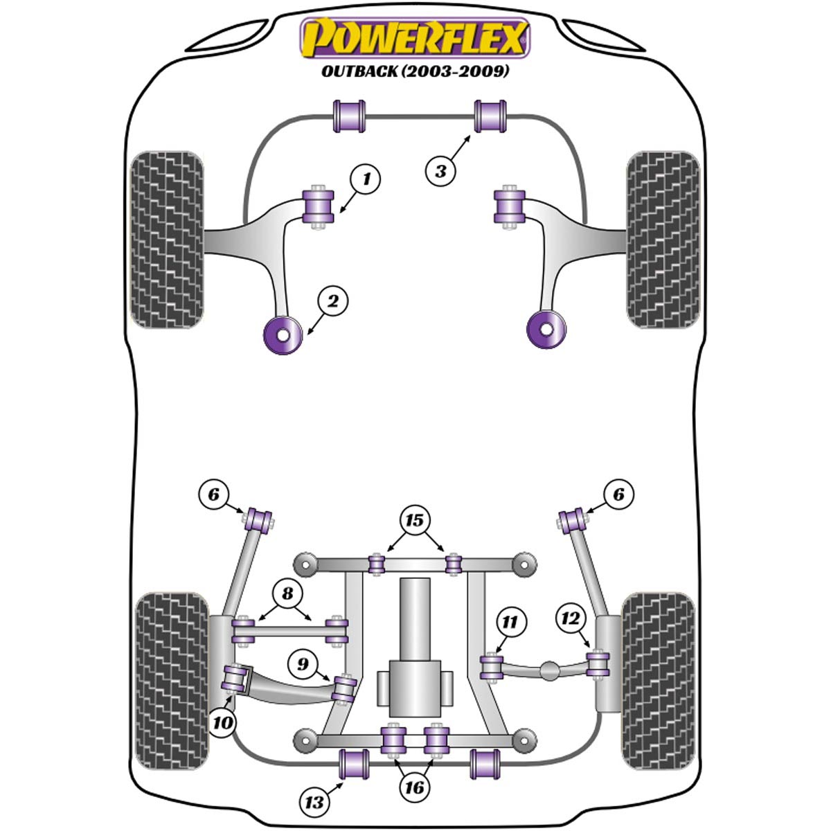 Powerflex Rear Lower Rear Lateral Tie Bar Outer PFR69-410 For Subaru Outback (2003 - 2009)