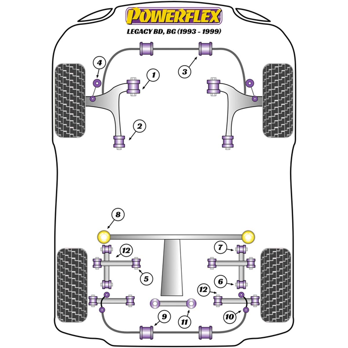 Powerflex Rear Diff Mounting Bush PFR69-122H For Subaru Legacy BD, BG (1993 - 1999)