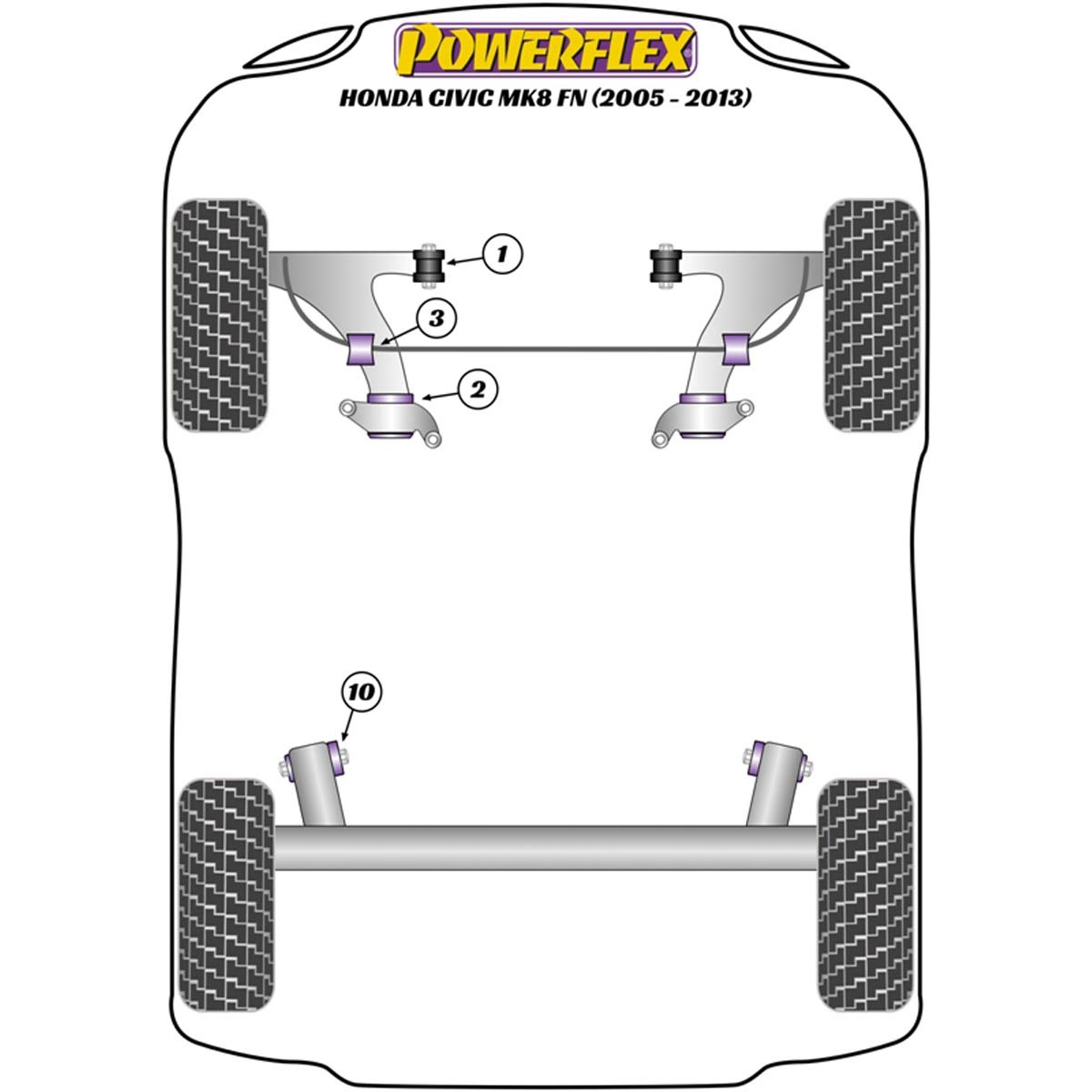 Powerflex PowerAlign Camber Bolt Kit (16mm) PFA100-16 For Honda  Civic Mk8 FK/FN inc. Type-R (2005 - 2012)