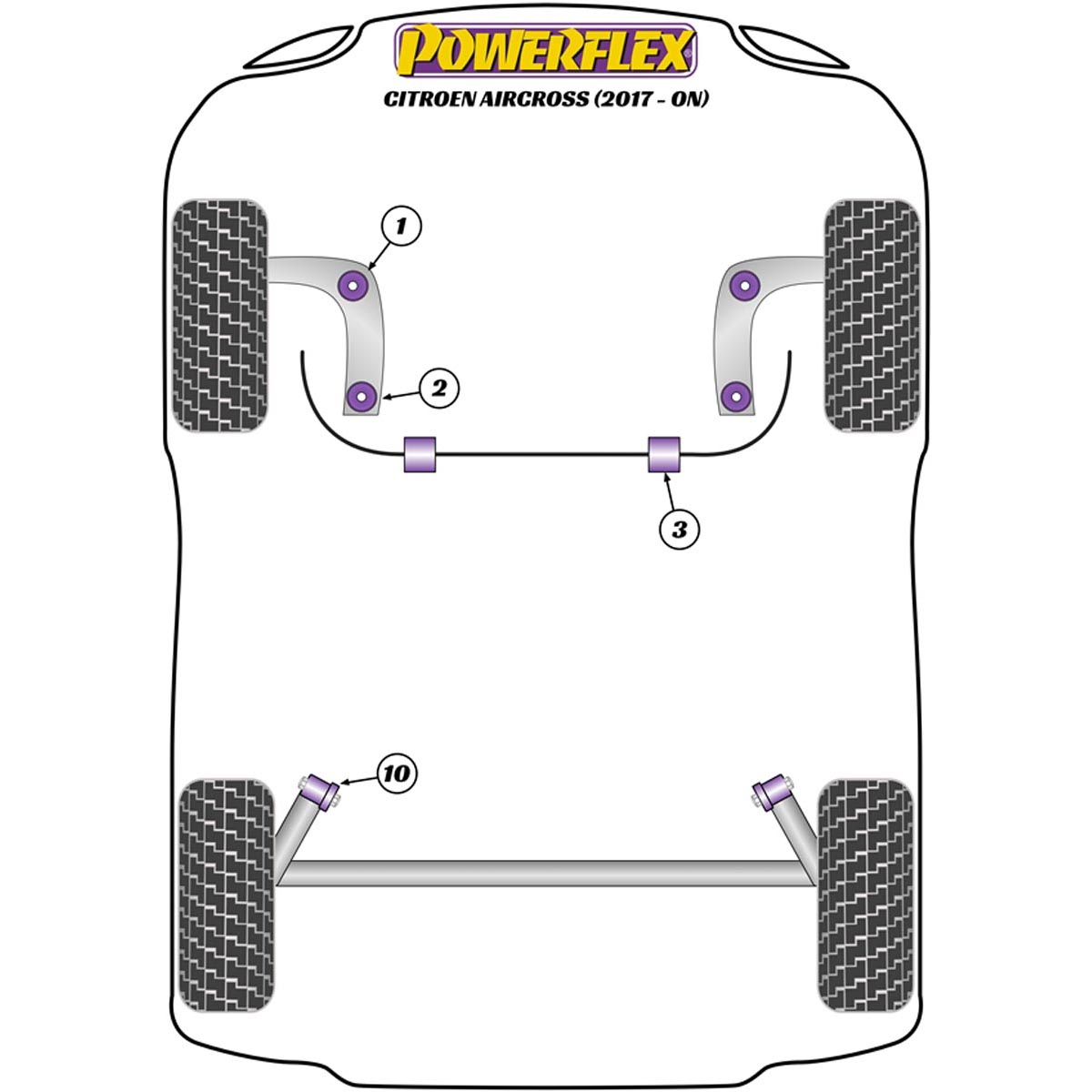 Powerflex Front Arm Rear Bush PFF12-201-56 For Citroen C3 Aircross (2017 - ON)