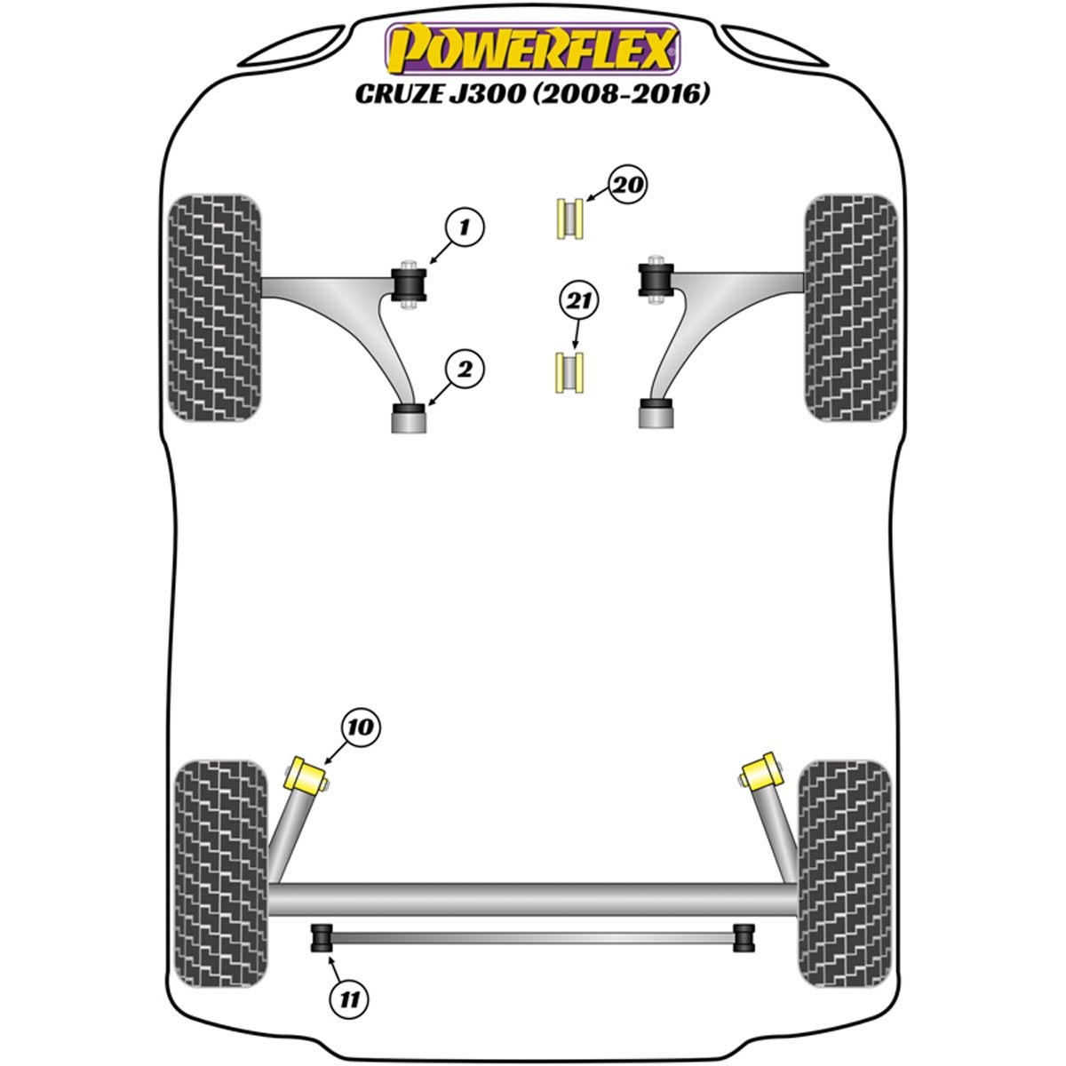 Powerflex Front Control Arm Rear Bush PFF80-1402 For Chevrolet Cruze MK1 J300 (2008 - 2016)