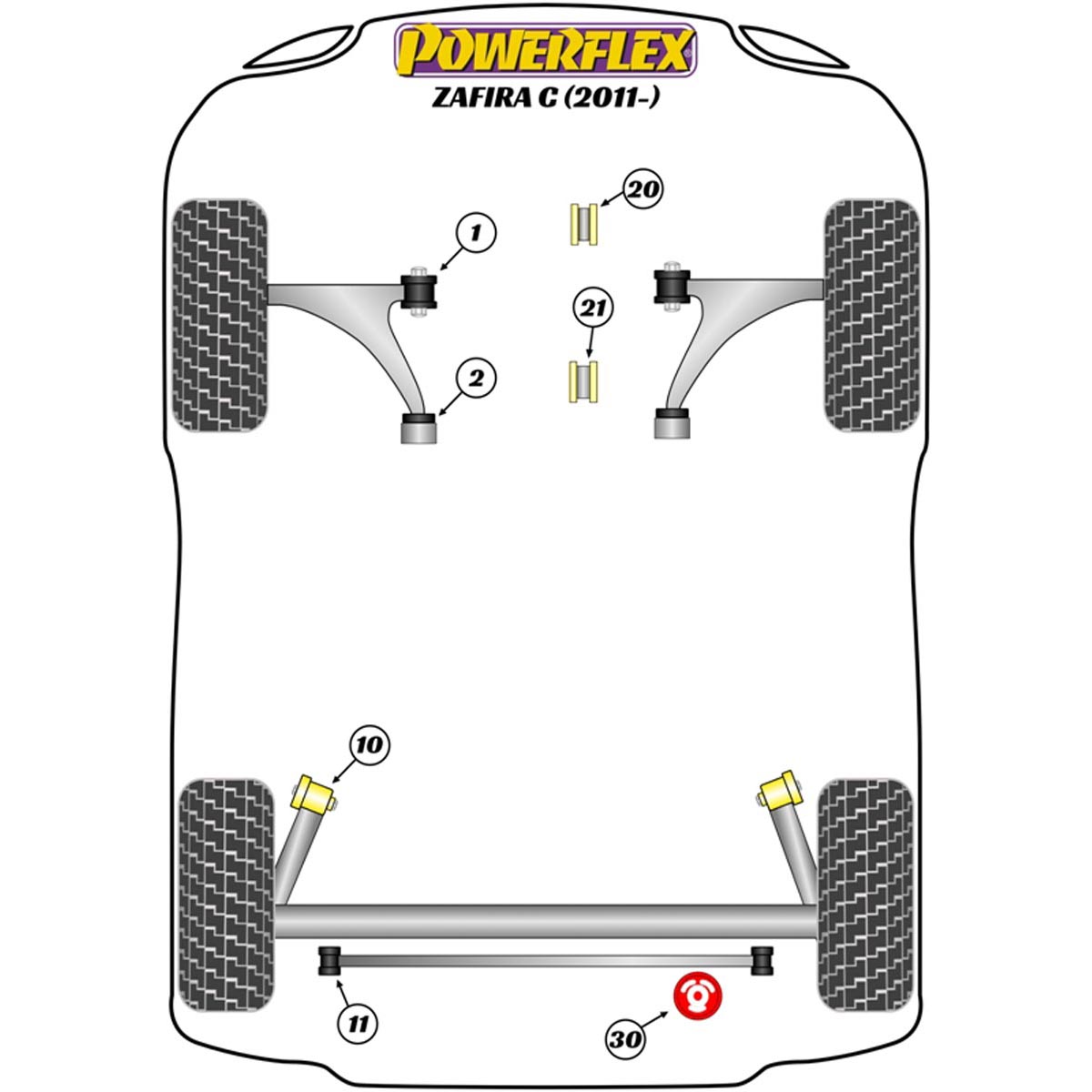 Powerflex Front Control Arm Front Bush PFF80-1401 For Vauxhall / Opel Zafira Tourer C (2011 - ON)