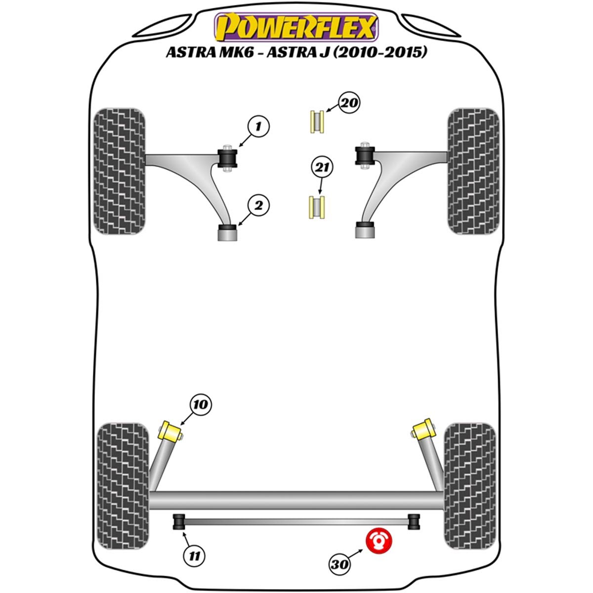 Powerflex Front Engine Mounting Insert (Diesel) PFF80-1420R For Vauxhall / Opel Astra MK6 - Astra J (2010 - 2015)