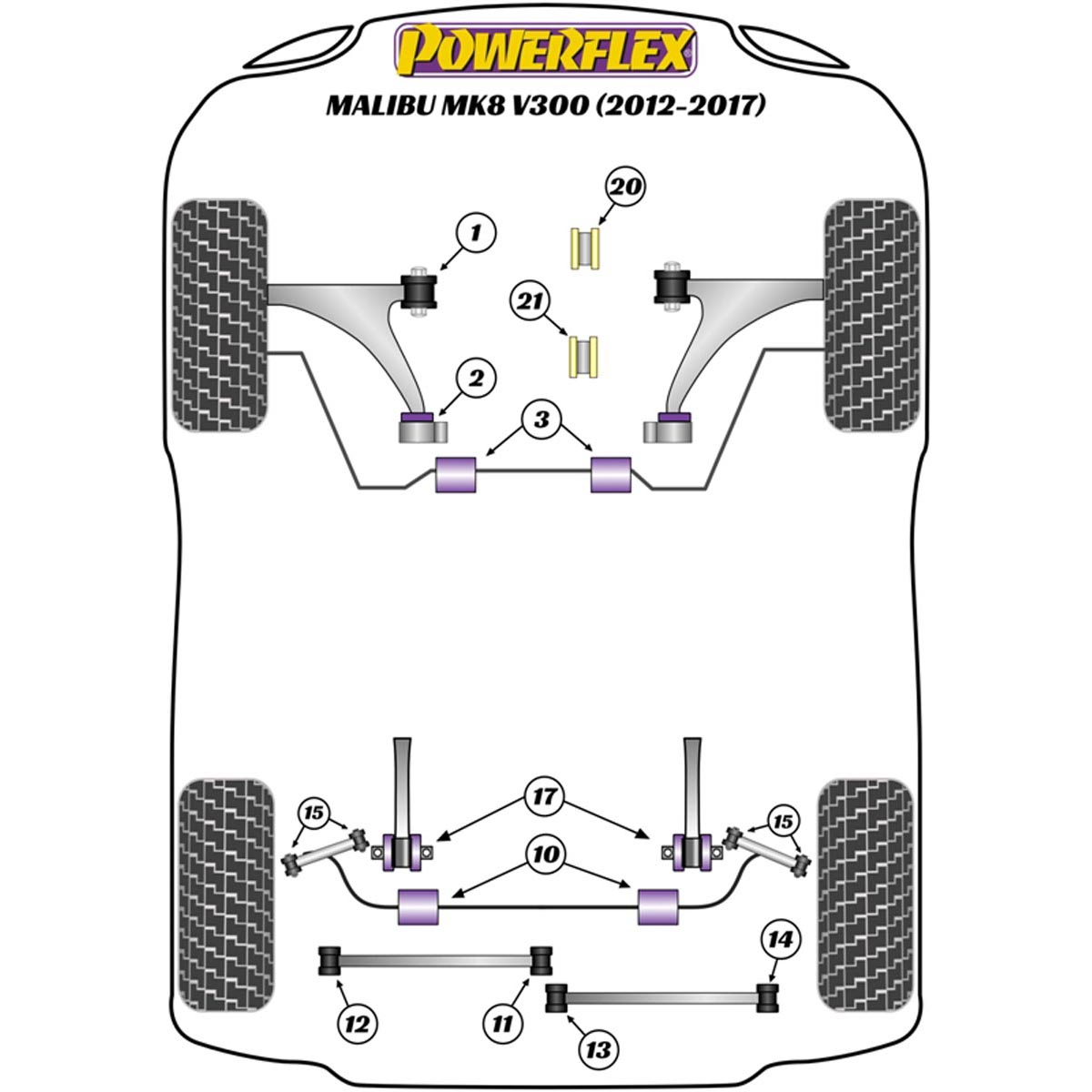 Powerflex Rear Upper Arm Outer Bush PFR80-1512 For Chevrolet Malibu MK8 V300 (2012 - 2017)