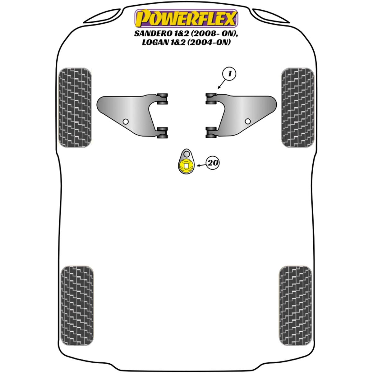 Powerflex Lower Engine Mount Insert PFF60-920 For Dacia Sandero I & II inc Stepway (2008 - ON)