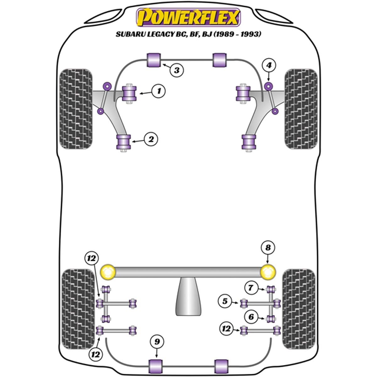 Powerflex Rear Anti Roll Bar To Chassis Bush 15mm PF69-303-15H For Subaru Legacy BC, BF, BJ (1989 - 1993)