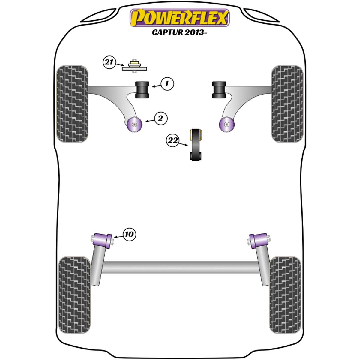 Powerflex Front Arm Rear Bush PFF60-902 For Renault Captur (2013 - ON)