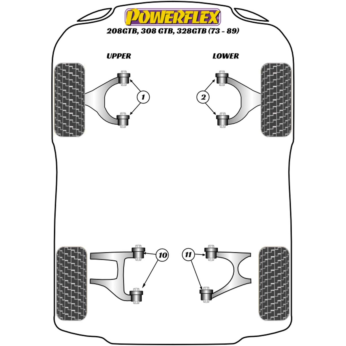 Powerflex Front Upper Wishbone Bush PF17-200 For Ferrari 208GTB/GTS, 308GTB/GTS, 328GTB/GTS (1975 - 1989)