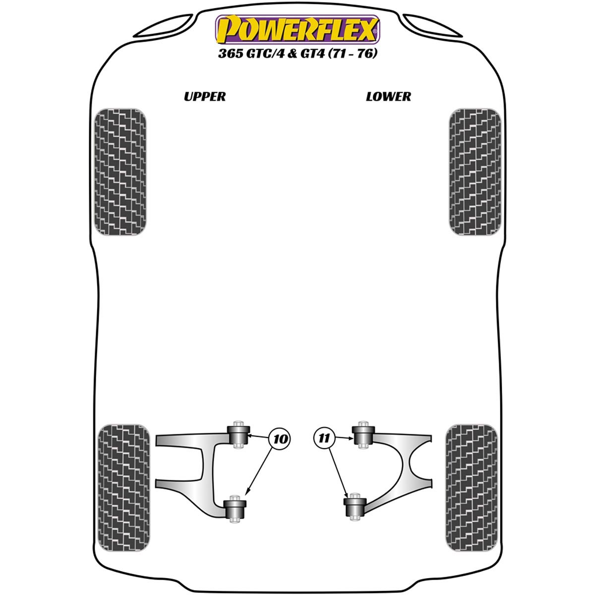 Powerflex Rear Upper Wishbone Inner Bush PF17-110 For Ferrari 365GT4 & GTC/4 (1971 - 1976)