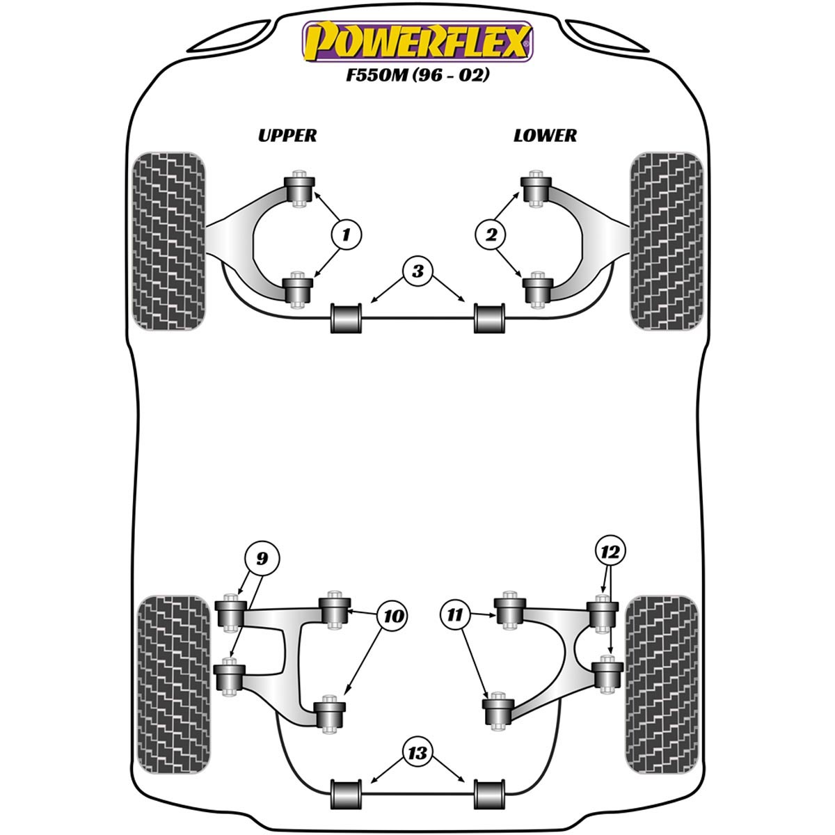 Powerflex Front Lower Wishbone Bush PF17-402 For Ferrari 550 Maranello & Barchetta (1996 - 2002)