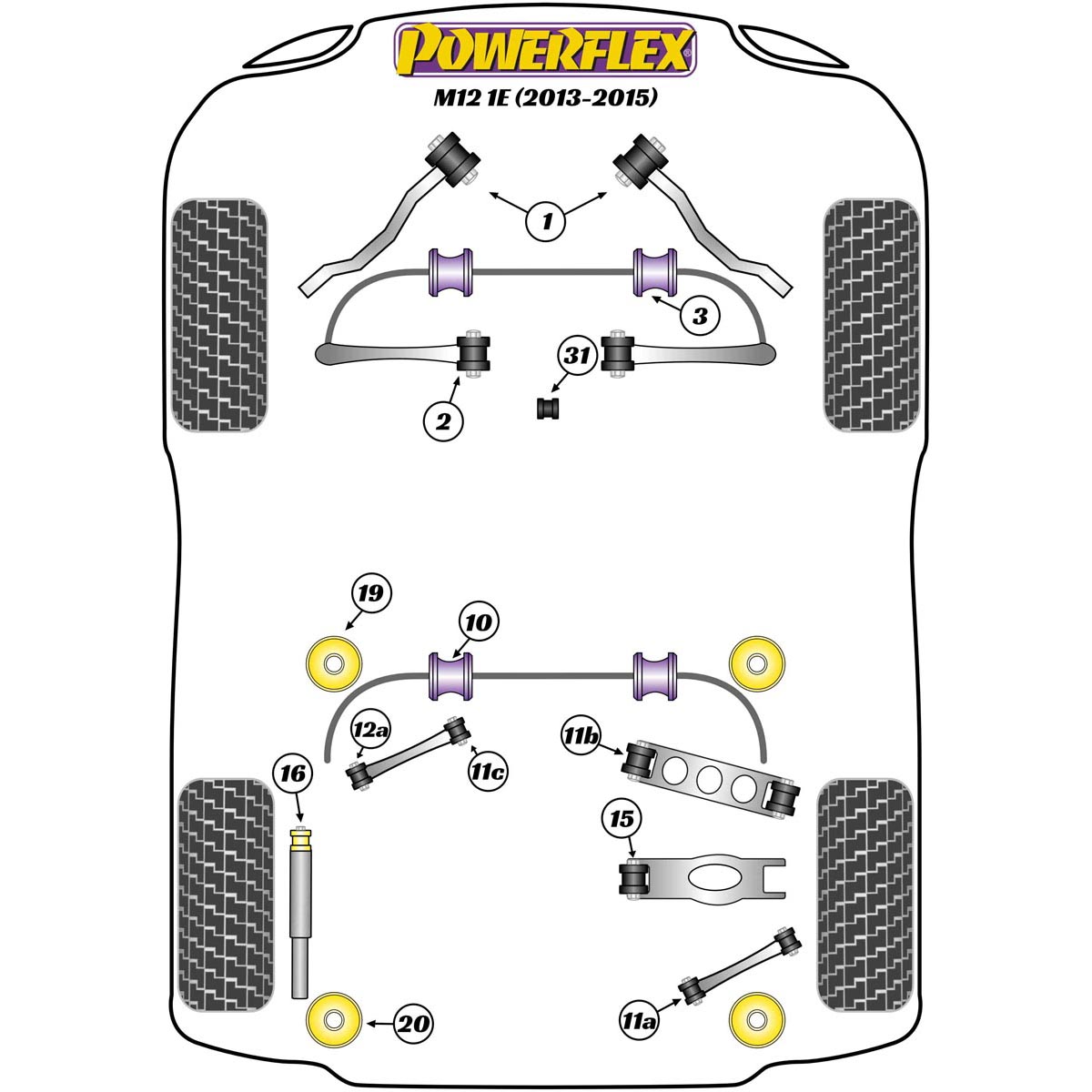 Powerflex Rear Upper Control Arm To Hub Bush PFR5-412 For Zinoro  M12 (2013 - 2015)