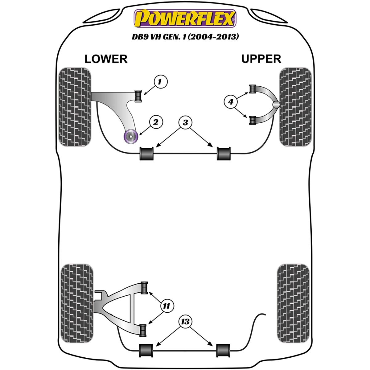 Powerflex Rear Upper Wishbone Bush PFR2-114 For Aston Martin DB9 (2004-2013)