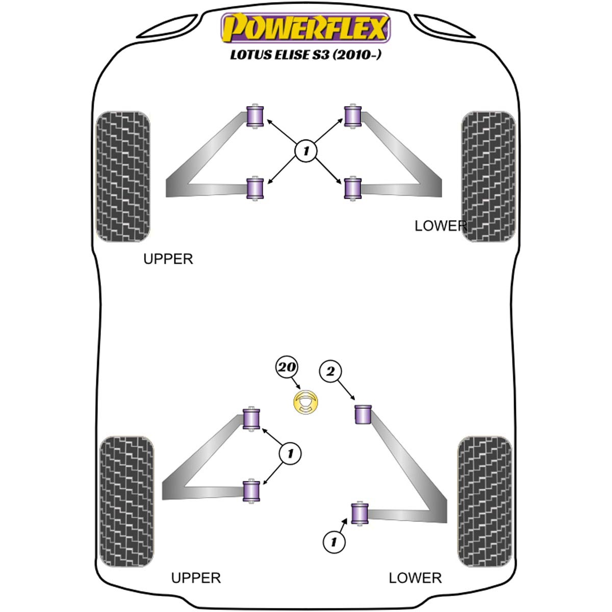 Powerflex Rear Lower Wishbone Front Bush PF34-202 For Lotus Elise Series 3 (2010 on)