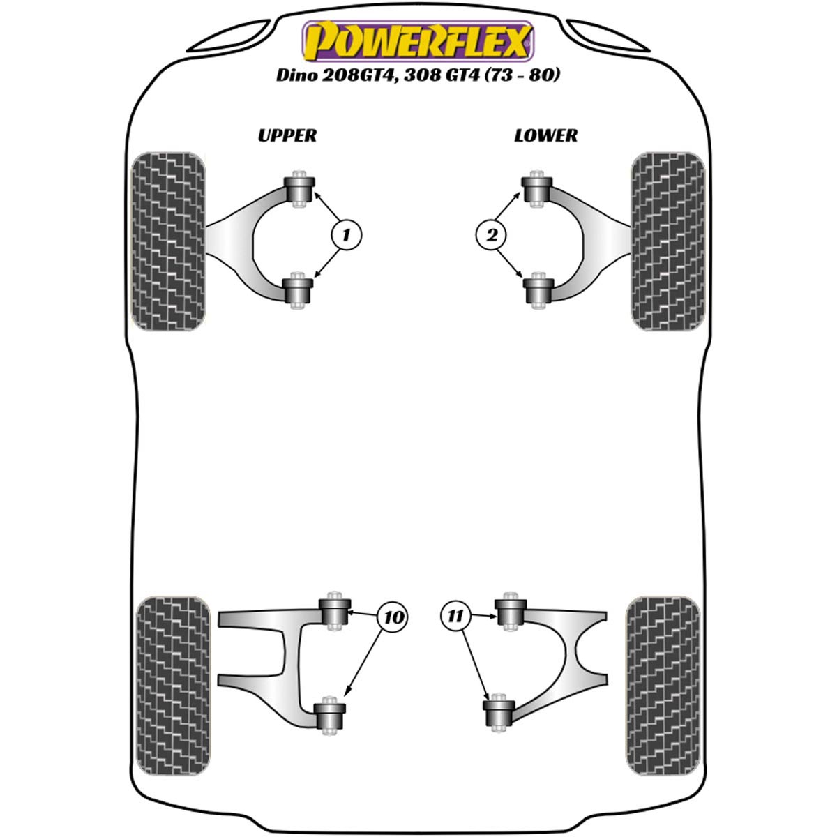 Powerflex Rear Upper Wishbone Inner Bush PF17-200 For Ferrari Dino 208/308 GT4 (1973 - 1980)