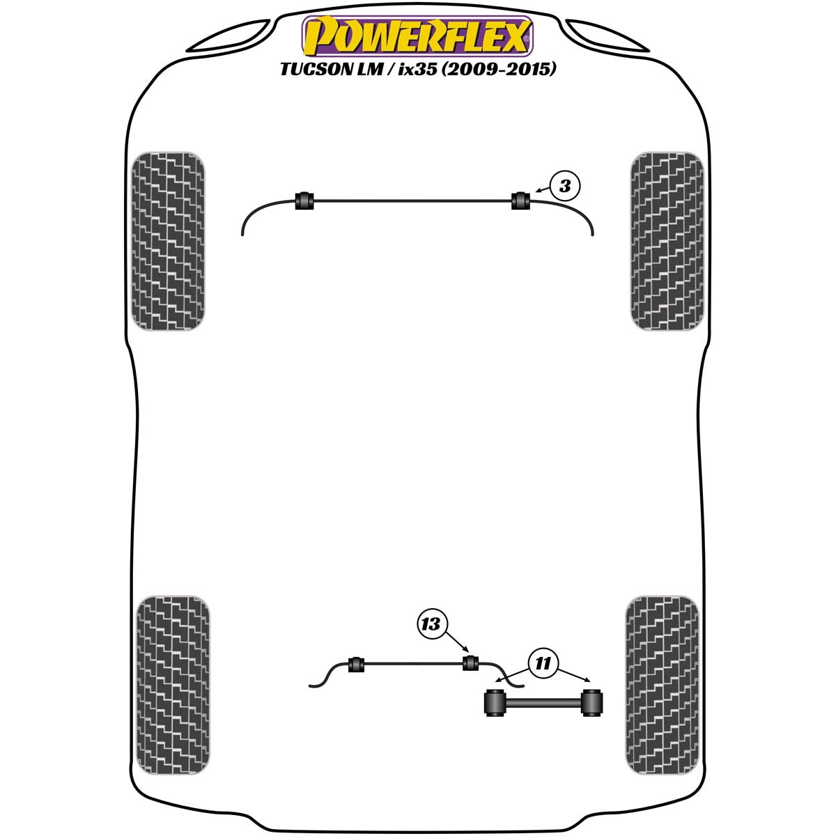 Powerflex Front Anti Roll Bar Bush 20mm PFF26-103-20 For Hyundai Tucson / ix35 LM (2009 - 2015)