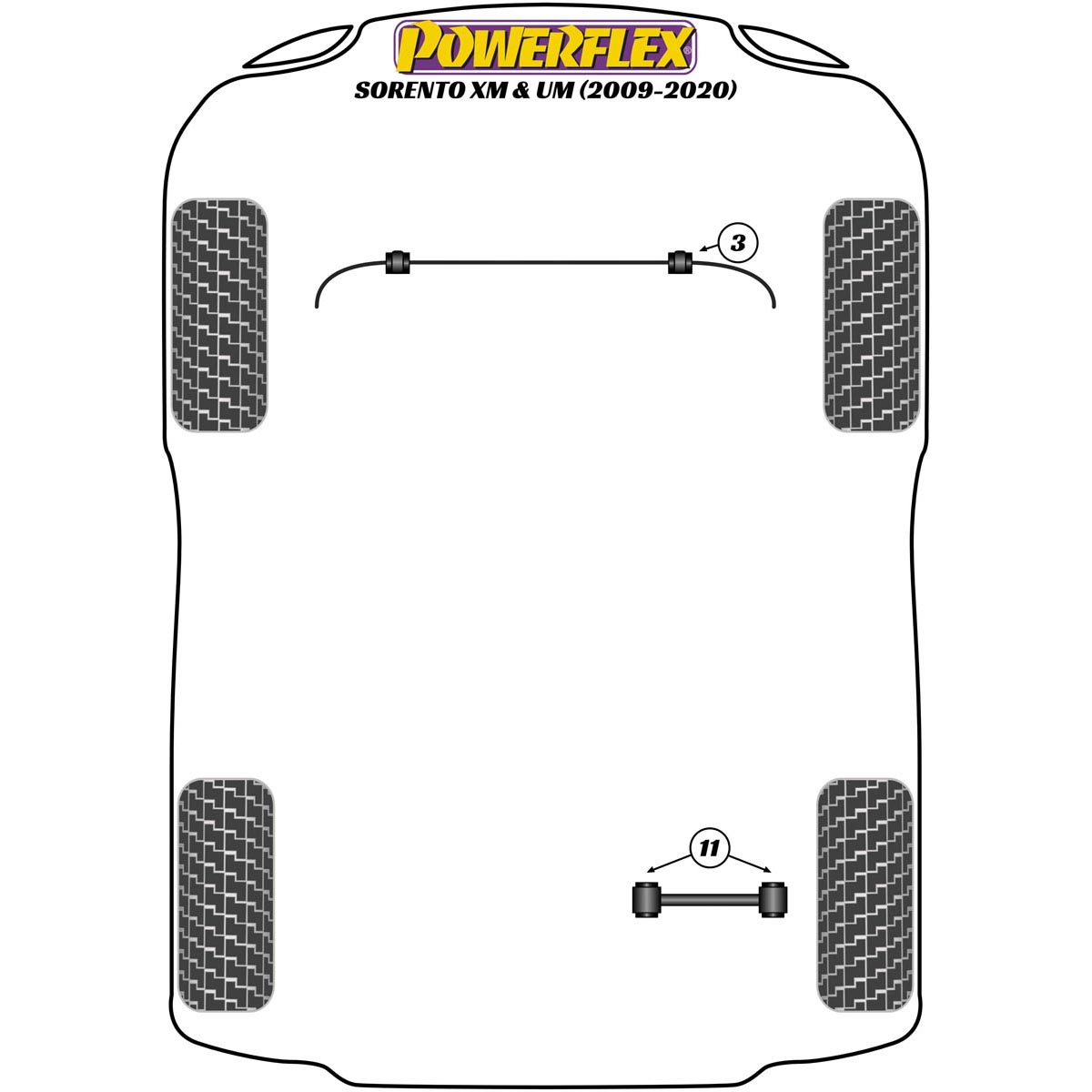 Powerflex Front Anti Roll Bar Bush 20mm PFF26-103-20 For Kia Sorento XM & UM (2009 - 2020)