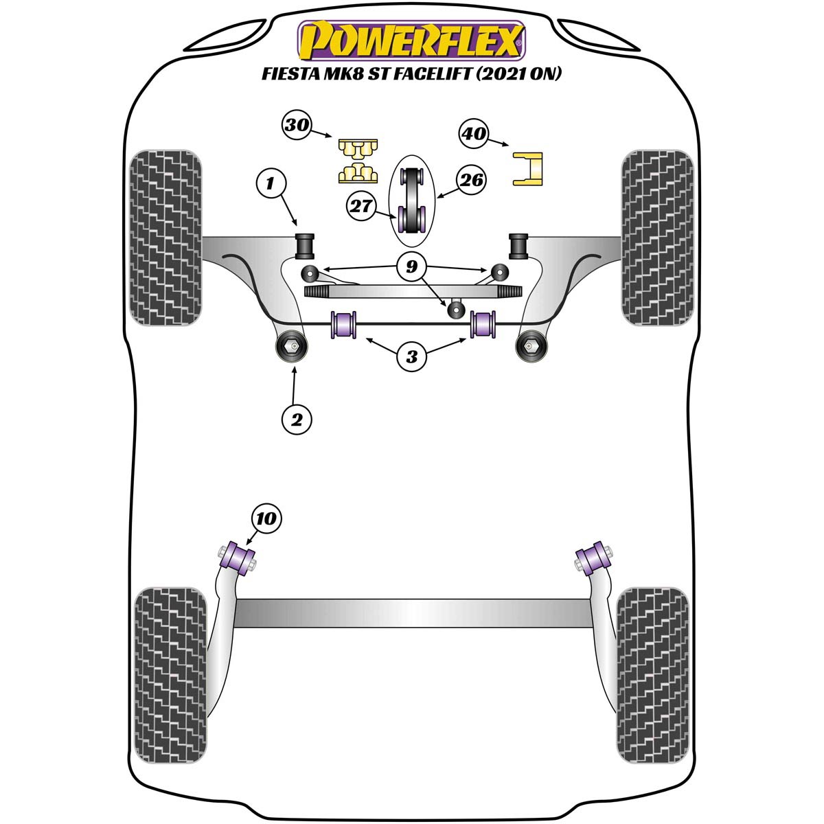 Powerflex Upper Engine Mount Insert PFF19-2240 For Ford Fiesta MK8.5 ST 200 Facelift (2021 on)