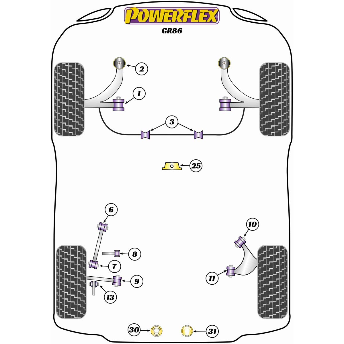 Powerflex Rear Lower Track Control Inner Bush PFR69-509 For Toyota GR 86 (2021 on)