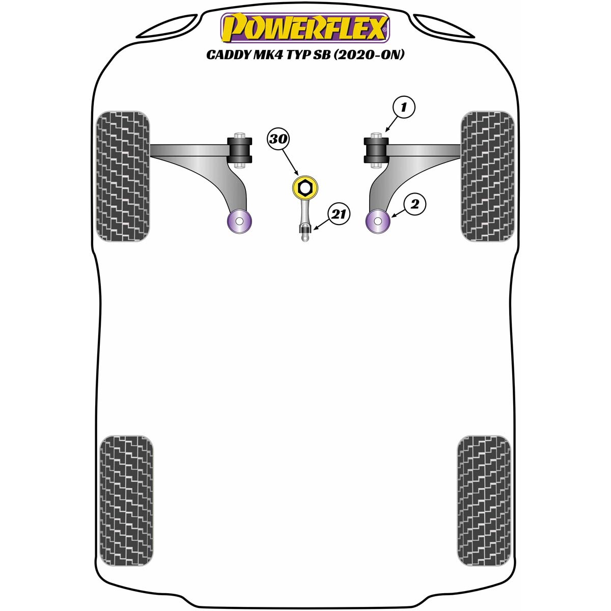 Powerflex Lower Torque Mount Small Bush PFF3-1324 For VW Caddy MK4 Typ SB (2020-ON)