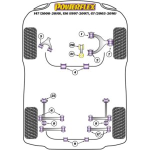 Powerflex Rear Anti Roll Bar Bush 16mm PFR1-819-16BLK For Alfa Romeo 147 (2000-2010), 156 (1997-2007), GT (2003-2010)