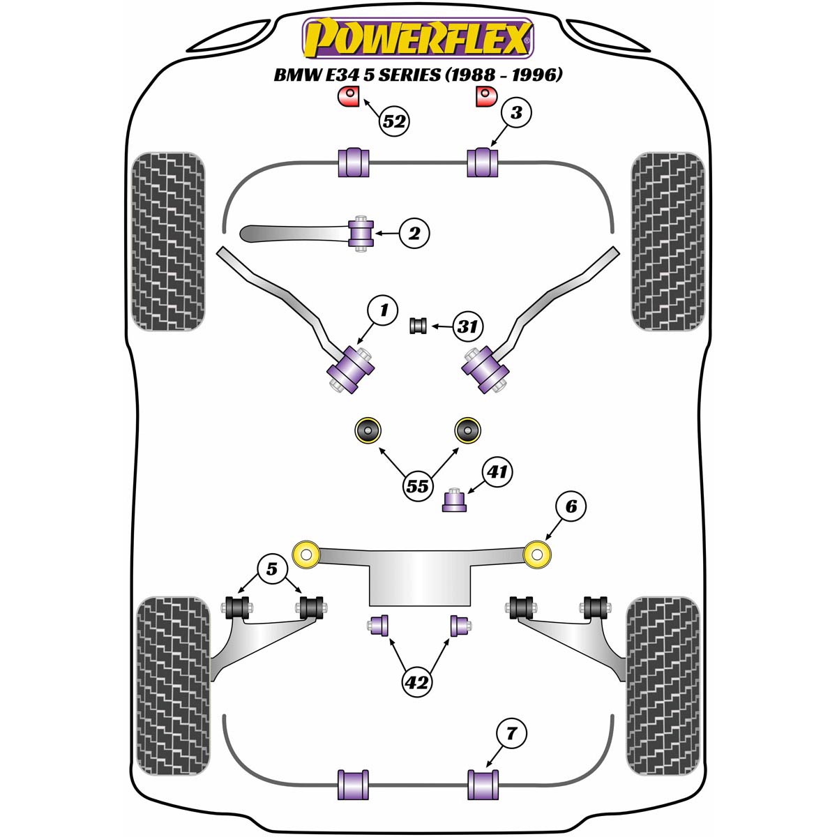 Powerflex Transmission Mounting Bush (Fast Road) PFF5-4655 For BMW 5 Series E34 (1988 - 1996)