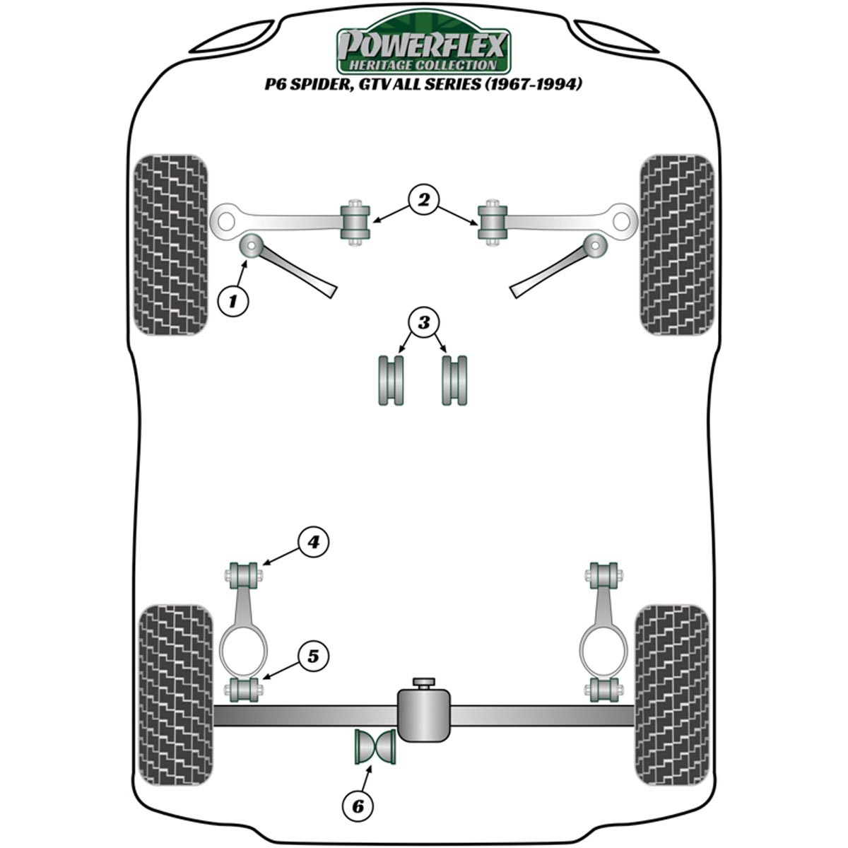 Powerflex Gearbox Mount Rear Insert Kit PFF1-410H For Alfa Romeo 105/115 Spider all series (1967-1994)