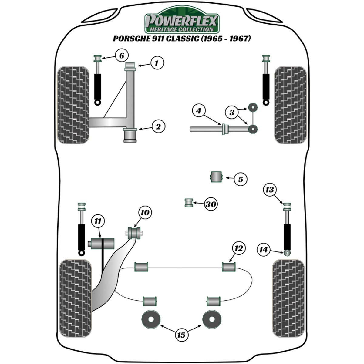 Powerflex Engine/Transmission Carrier Bush PFR57-415H For Porsche 911 Classic (1965-1967)